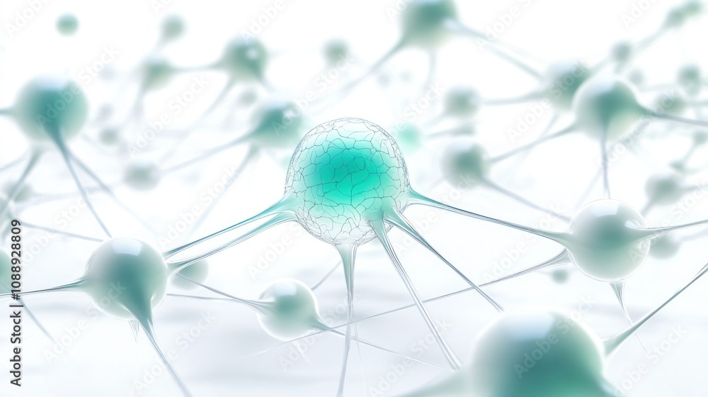 Aufkleber Abstract representation of interconnected neurons and synapses in a scientific context.