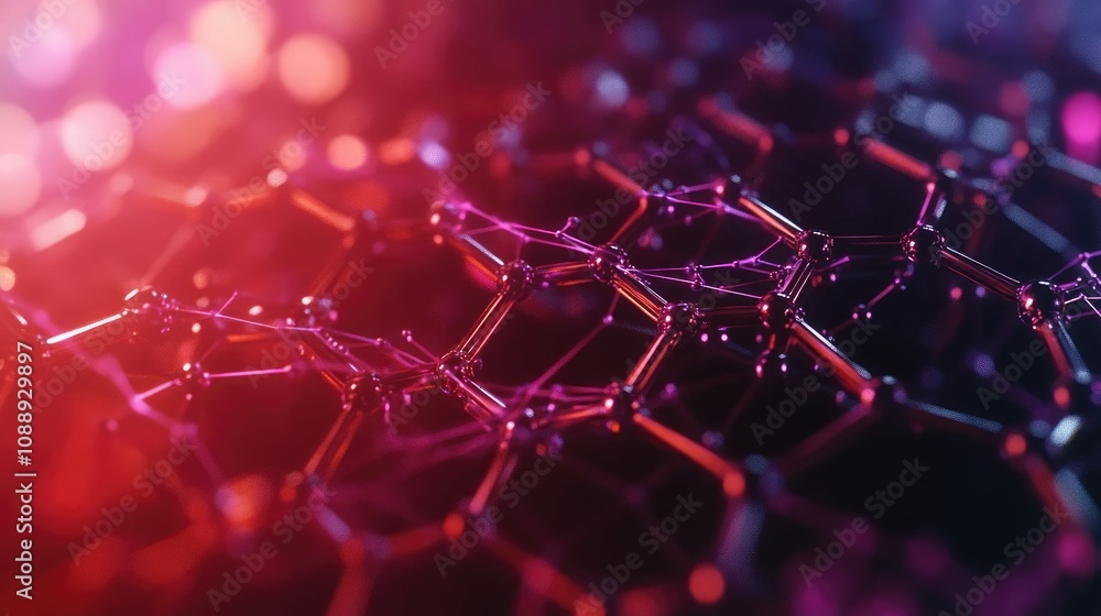 Poster A 3D illustration of graphene's atomic structure, with a hexagonal molecular grid pattern, highlighting the revolutionary potential of nanotechnology.