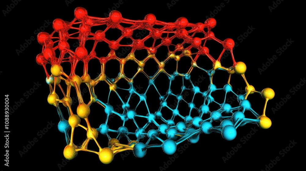 Poster A 3D model of a graphene atomic structure, with its hexagonal molecular grid highlighted, representing the cutting-edge advances in nanotechnology.