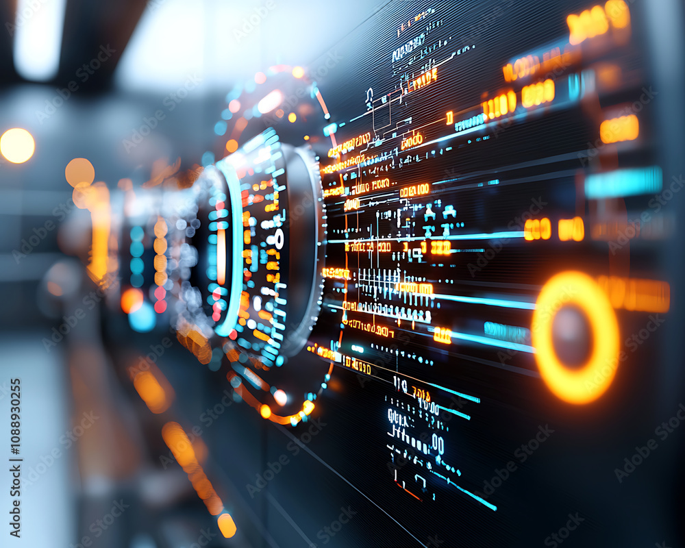Poster innovative technology dashboard displaying data analytics modern workspace digital interface futuris