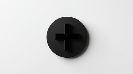Obraz premium Minimalistic black plus sign in a circle with a clean, modern design