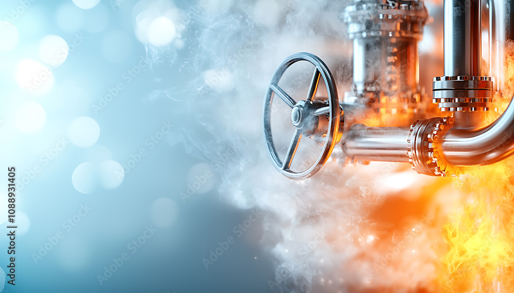 Aufkleber industrial pipe valve controlling steam release factory setting high-resolution image dynamic enviro
