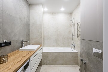 interior apartment room bathroom, sink, decorative elements, toilet. WC, sanitary unit, wash room