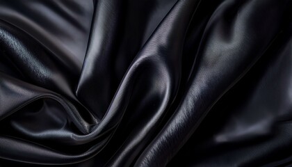 Fototapeta premium elegant black satin silk with waves abstract background