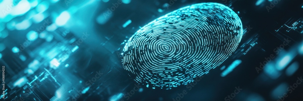 Poster A digital fingerprint symbolizing security and identity verification in technology.