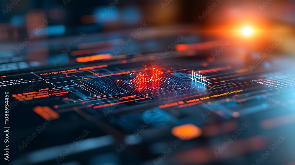 Poster innovative data visualization tech lab digital art futuristic environment close-up view technology t