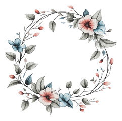 Obraz premium PNG Soft floral wreath with greenery