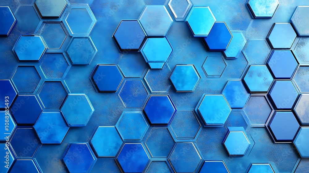 Aufkleber abstract blue hexagonal pattern background. (1)