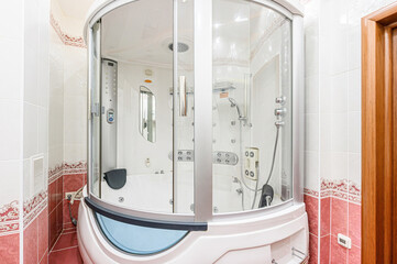 interior apartment room bathroom, sink, decorative elements, toilet. WC, sanitary unit, wash room