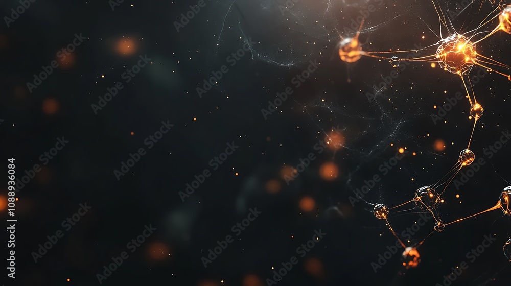 Aufkleber Abstract glowing network nodes and connections on dark background.