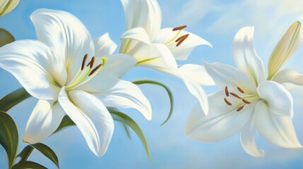 Obraz premium Delicate White Lily Petals Glowing in the Sunlight