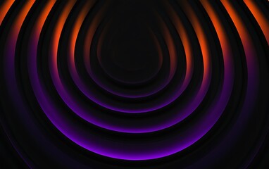Abstract swirling pattern with purple and orange gradient neon light effect on black background.