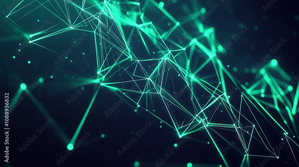 Aufkleber Abstract teal glowing plexus network background.