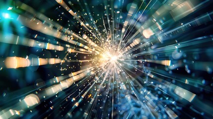 Naklejka premium Close-up of laser beam cutting through transparent material, symbolizing precision and advanced technology.