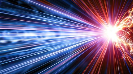 Fototapeta premium Close-up of laser beam cutting through transparent material, symbolizing precision and advanced technology.