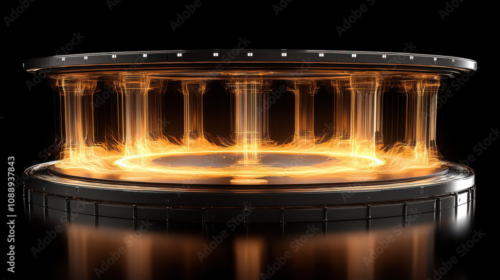 Aufkleber 3d rendered image of high temperature plasma contained within futuristic device, glowing with intens