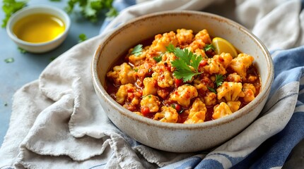 Kounoupidi Kapama - Traditional Greek Braised Cauliflower in Tomato Sauce (Greek Cuisine)