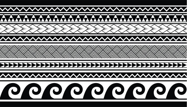 Maori Polynesian indigenous Pattern Background Wallpaper Banner Vertical Textile Vector Waves
