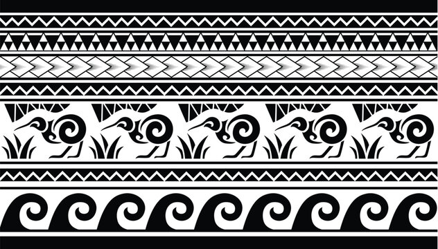 Maori Polynesian indigenous Pattern Background Wallpaper Banner Vertical Textile Vector Kiwi