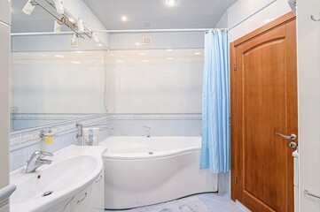 interior apartment room bathroom, sink, decorative elements, toilet. WC, sanitary unit, wash room