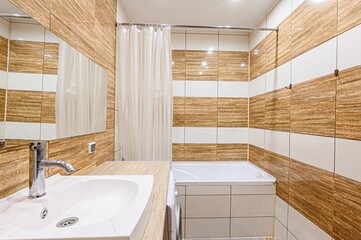 interior apartment room bathroom, sink, decorative elements, toilet. WC, sanitary unit, wash room