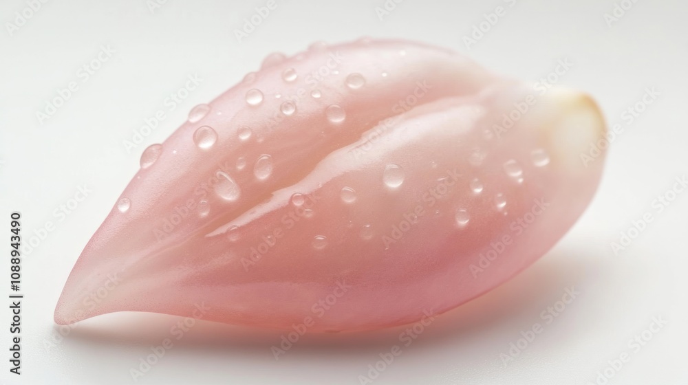 Aufkleber A close-up of a pink petal with water droplets on a smooth surface.