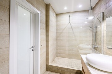 interior apartment room bathroom, sink, decorative elements, toilet. WC, sanitary unit, wash room