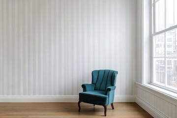 White Room Sitting Chair Minimalist Decoration  Simple Elegant   Wooden  Wallpaper Backrest Home