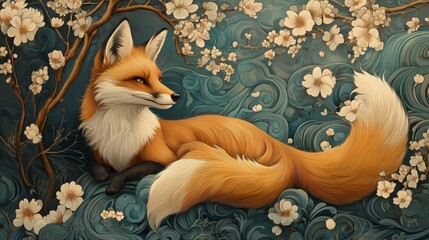 Fototapeta premium Realistic Nouveau - inspired artwork elegant floral illustration