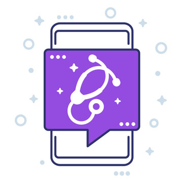 recommend clip art: Telemedicine, medical app icon with smart phone and stethoscope