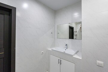 interior apartment room bathroom, sink, decorative elements, toilet. WC, sanitary unit, wash room