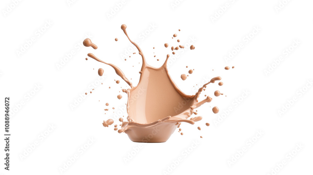 Poster chocolate splashes in different shapes on transparency background during creative composition