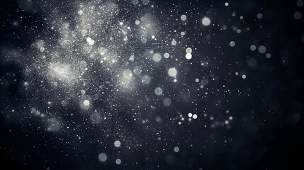 Abstract Black and White Bokeh Background with White Glitter and Sparkling Lights