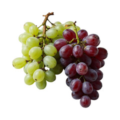Fototapeta premium Fresh Green and Red Grapes Bunch on Transparent Background