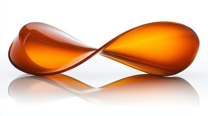 Naklejka premium Abstract Orange Gel Sculpture in Infinity Symbol Formation on White Background with Reflection