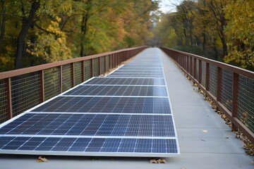 Pedestrian Bridge with Solar Panels – A Sustainable and Eco-Friendly Design Featuring Green Energy Solutions in an Urban Landscape
