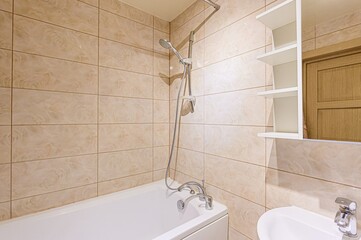 interior apartment room bathroom, sink, decorative elements, toilet. WC, sanitary unit, wash room