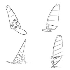 Windsurfing sketch. Vector illustration. windsurfing vector