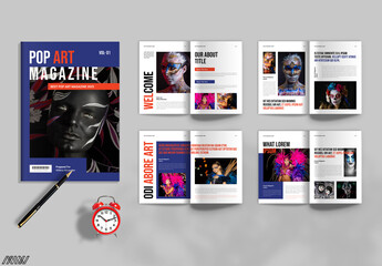 Pop Art Magazine Template Design Layout