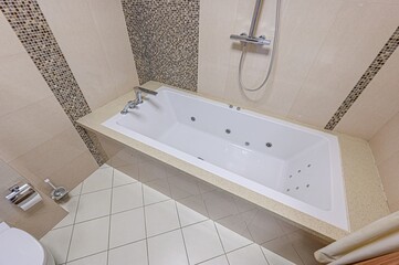 interior apartment room bathroom, sink, decorative elements, toilet. WC, sanitary unit, wash room
