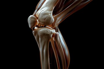 Naklejka premium graphic image of knee pain, human skeleton. Diagnosis of arthrosis and joint diseases