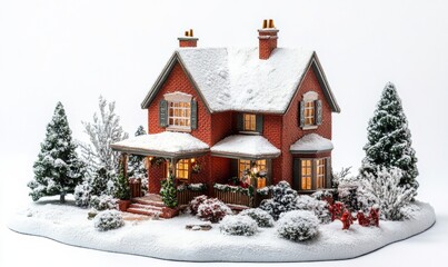 a christmas house in loving style, plain white background