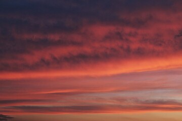 A breathtaking view of a fiery sunset sky. A dramatic sunset sky with a gradient of colors from deep orange to soft pink. A beautiful sunset sky with a mix of warm and cool cloud colors