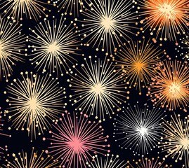 Naklejka premium Gold silver pink champagne glasses fireworks pattern abstract nature night.