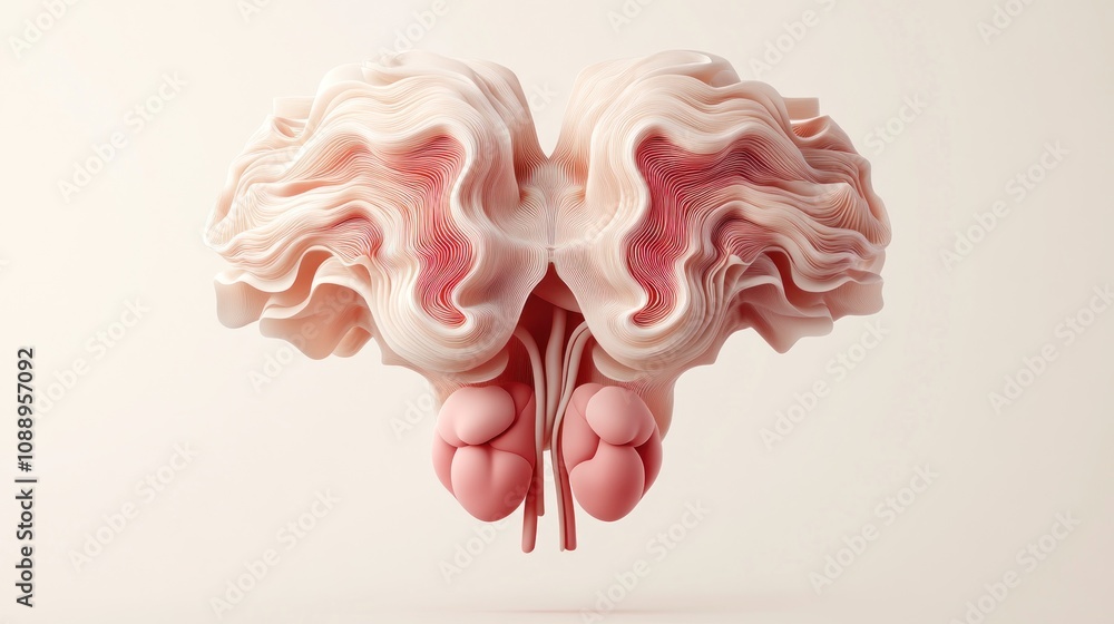 Aufkleber abstract representation of a brain with organic shapes and textures.