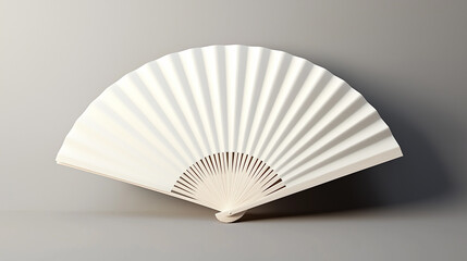 Simple and Elegant White Folding Fan Isolated on a Solid Background
