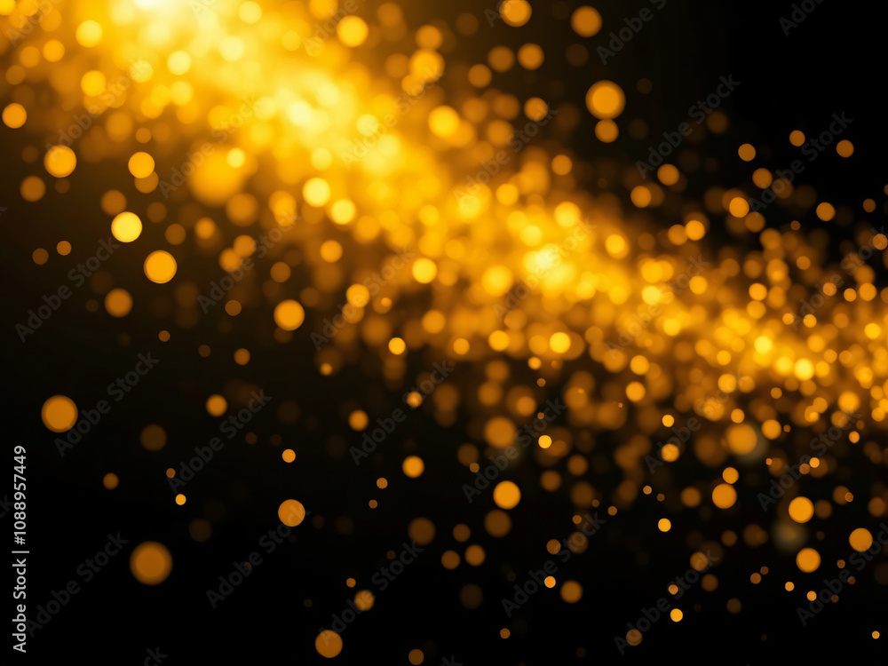 Aufkleber a dynamic image of golden bokeh lights against a dark background, creating a magical and festive amb