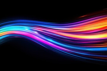 Colorful Light Waves on Black Background