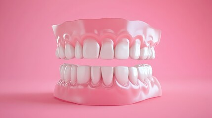 Obraz premium Human Teeth with Orthodontic Braces and Implants