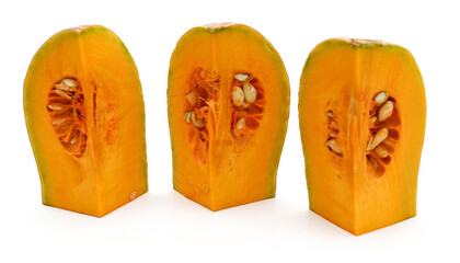 Cut the Cream Pumpkin and put it on a white background - stock photo
